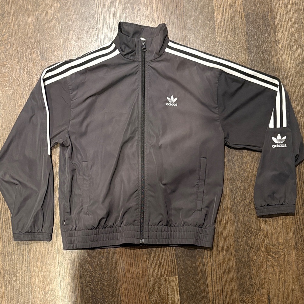 Adidas Youth Black Windbreaker Jacket with Adidas Logo - Immaculate Condition!